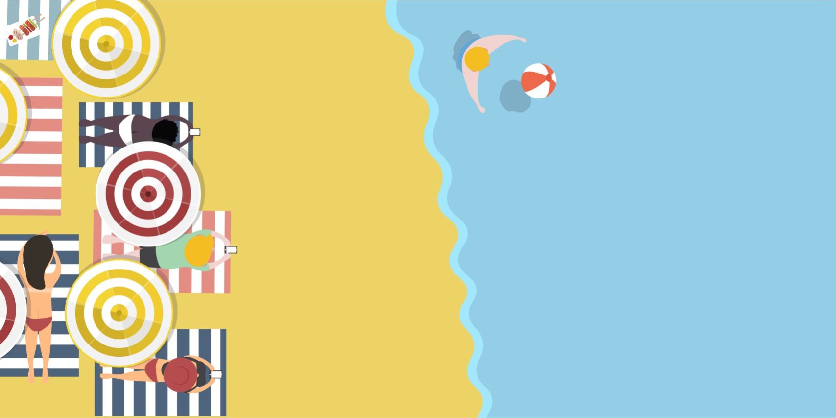 People enjoying summertime at the beach vector